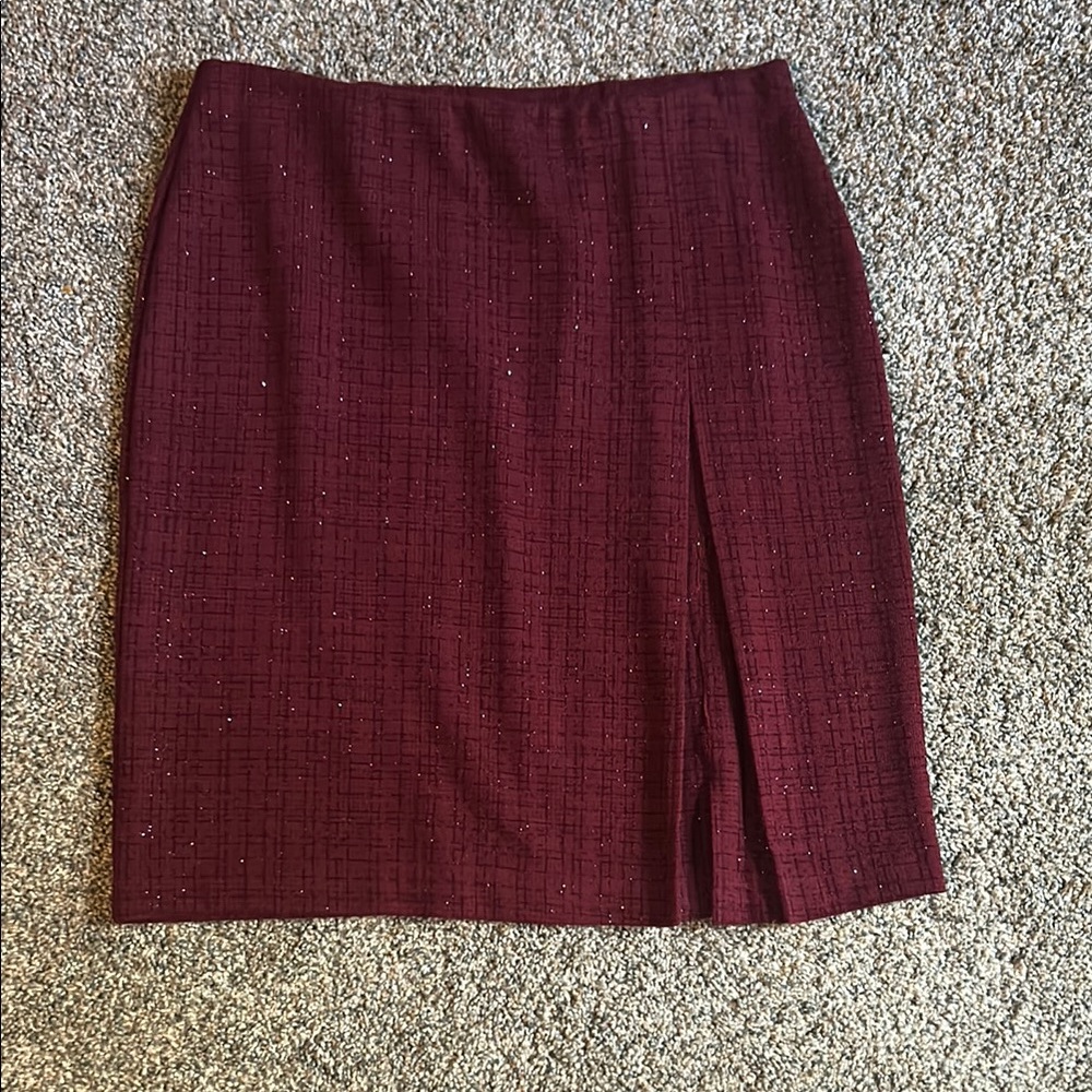 Express Red Pencil Skirt Knee-length Work Slit